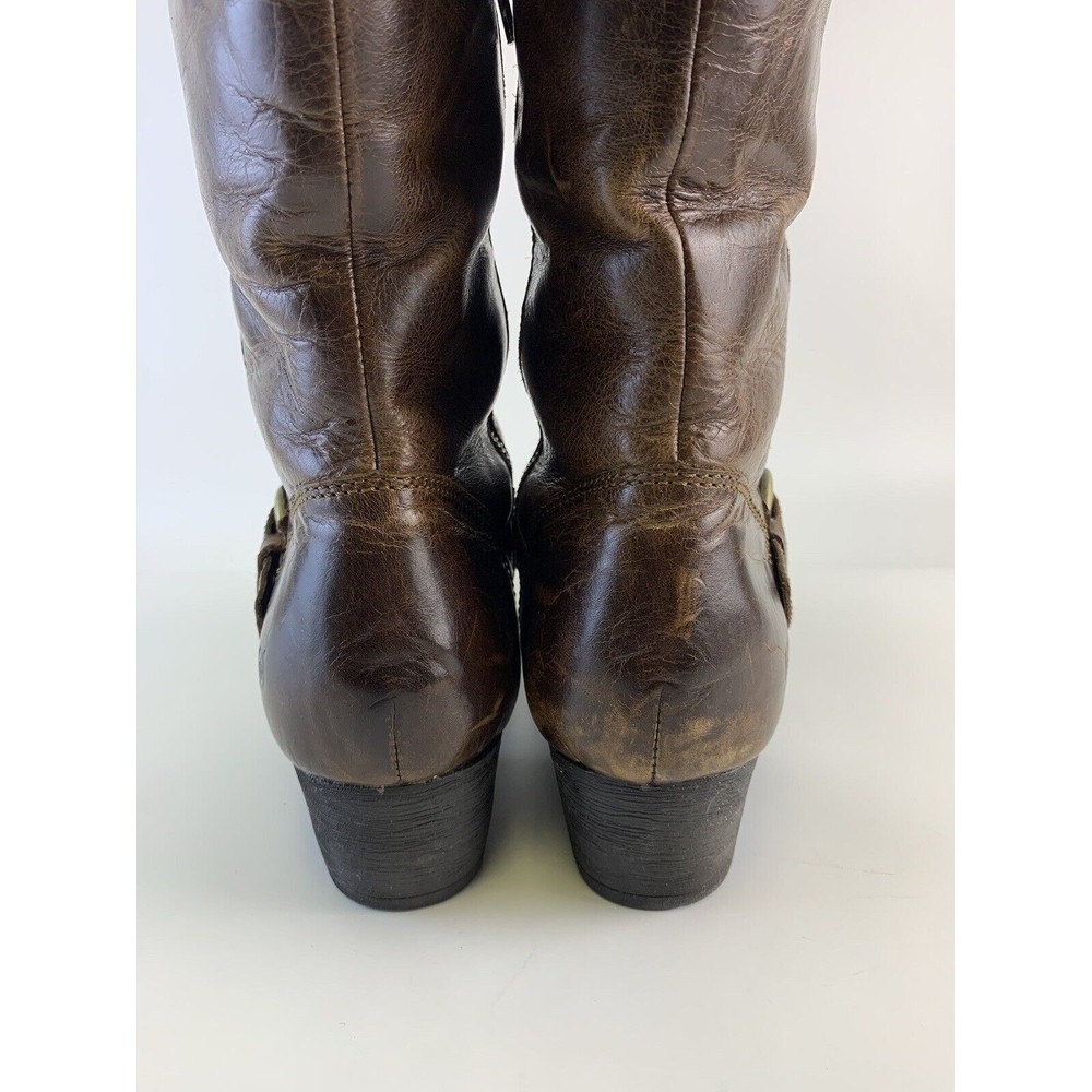Born Randi Boots Tall Heel Shearling Lined Brown Distressed Leather Womens 11 - Picture 6 of 16